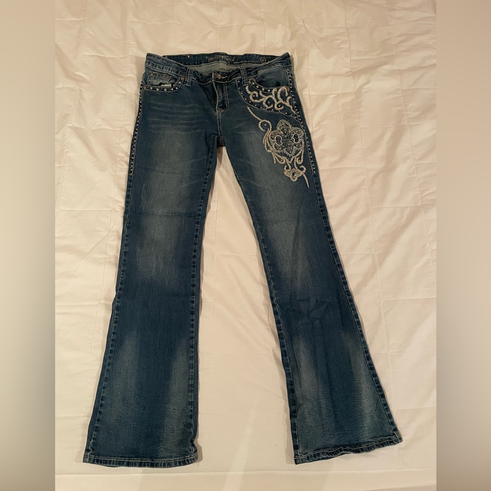 NWOT Montana West Trinity Ranch blingy stretchy, bootcut jeans size 15/34 34/34